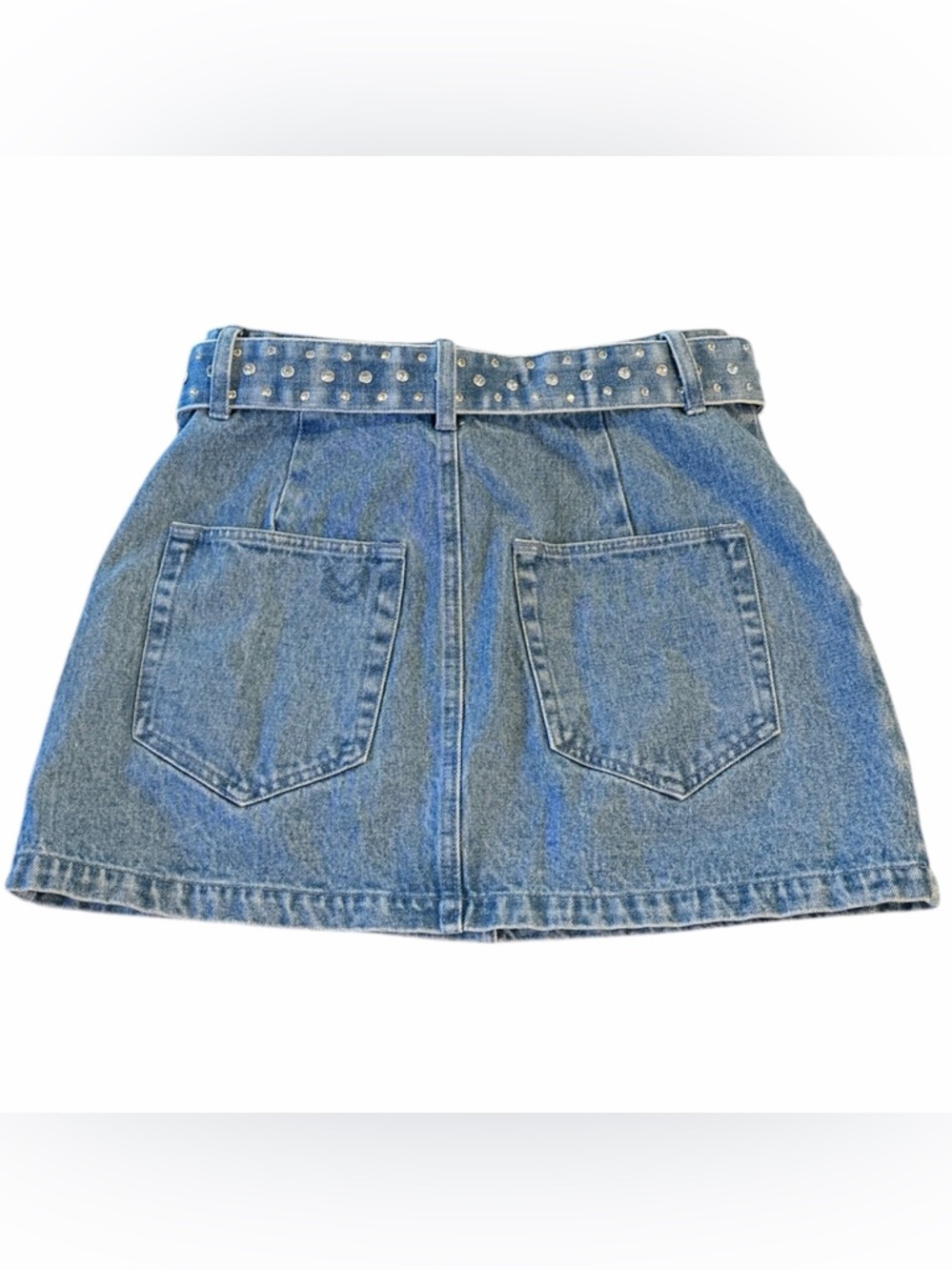 Show Me Your MuMu Denim Mini Skirt with Studded Belt - Blue - Picture 7 of 11